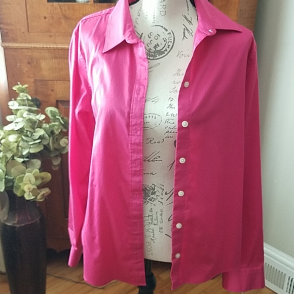 Banana Republic Tops - Banana Republic Hot Pink Non-Iron Fitted Shirt